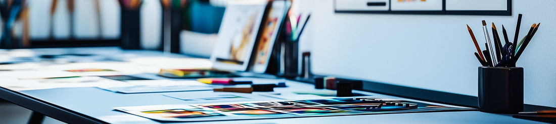 moka mouse studio, avec des planches de dessins sur un bureau lumineux.