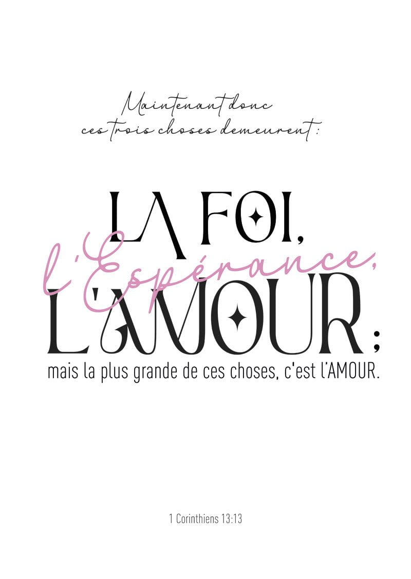 1 Corinthiens 13:13 - Affiche Chrétienne
