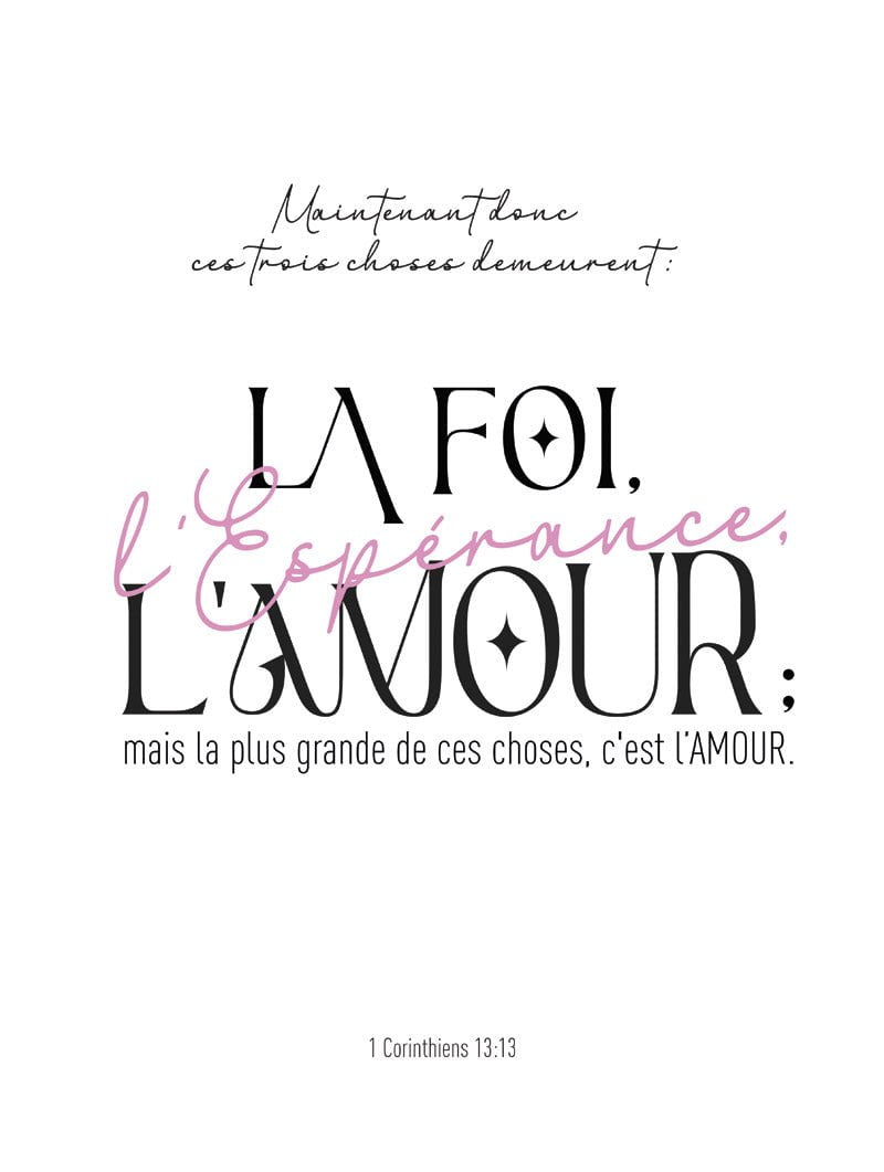 1 Corinthiens 13:13 - Affiche Chrétienne