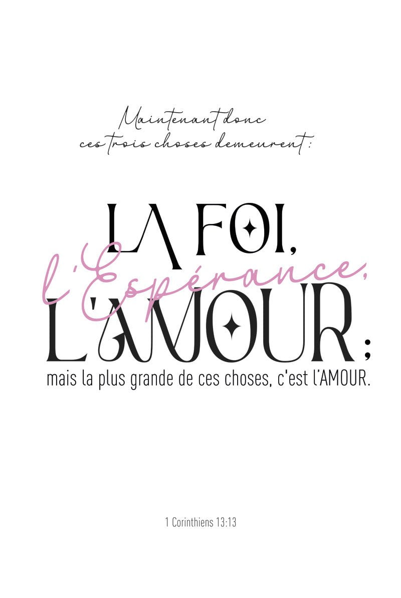 1 Corinthiens 13:13 - Affiche Chrétienne