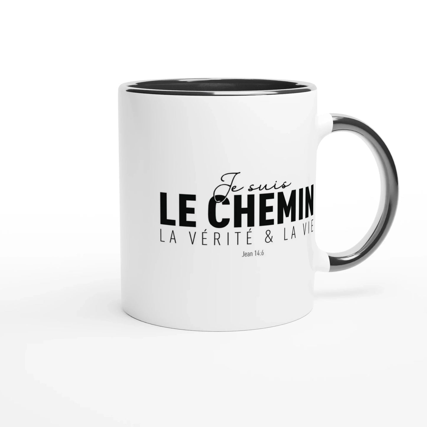 Tasse chrétienne en céramique noire et blanche du verset de la bible Jean 14:6
