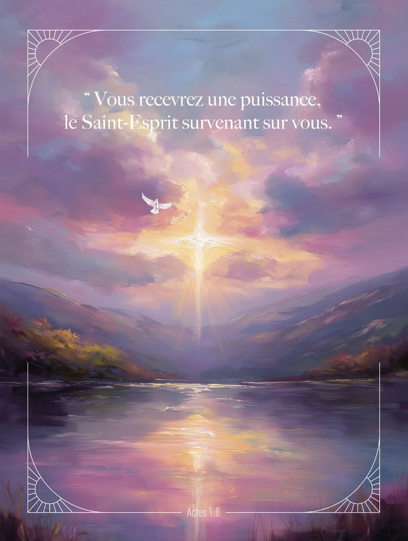 Format 30x40cm du poster chrétien peinture à l'huile avec le verset biblique actes 1:8