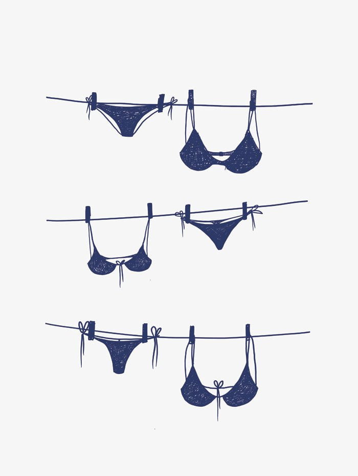 Poster mer et plage maillot bleu en taille 30x40 cm