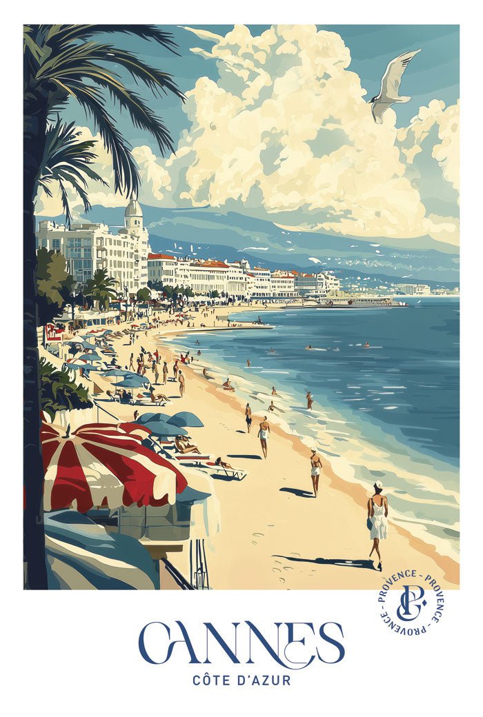 Poster ville vintage cannes cote d'azur