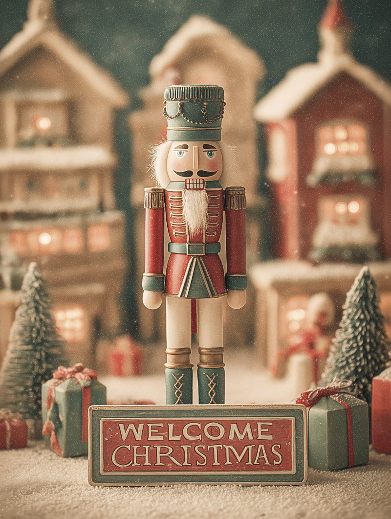 Poster de noel du casse noisette rouge et vert en format 30x40cm