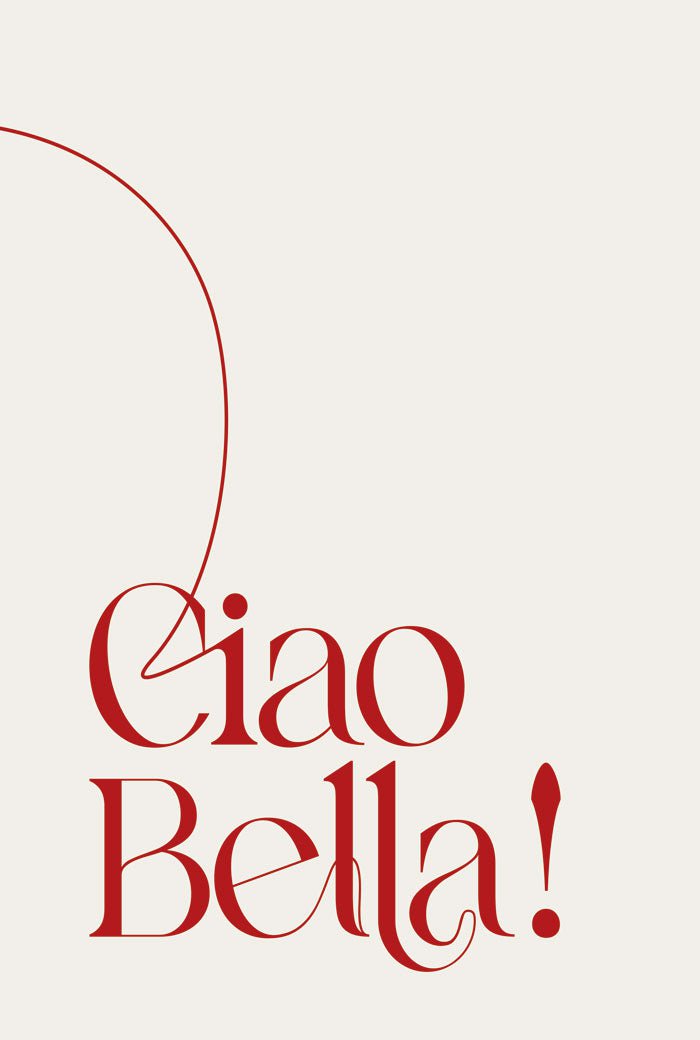 Poster déco typo en italien ciao bella en format 40x60 cm