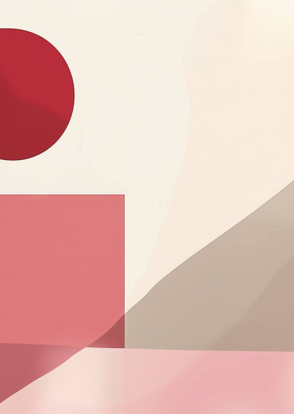 Affiche murale contemporaine d'abstraction minimaliste rose et beige.