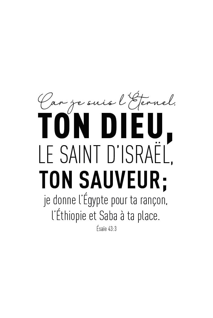 Poster biblique "car je suis l'éternel" typo noir en format 40x60cm