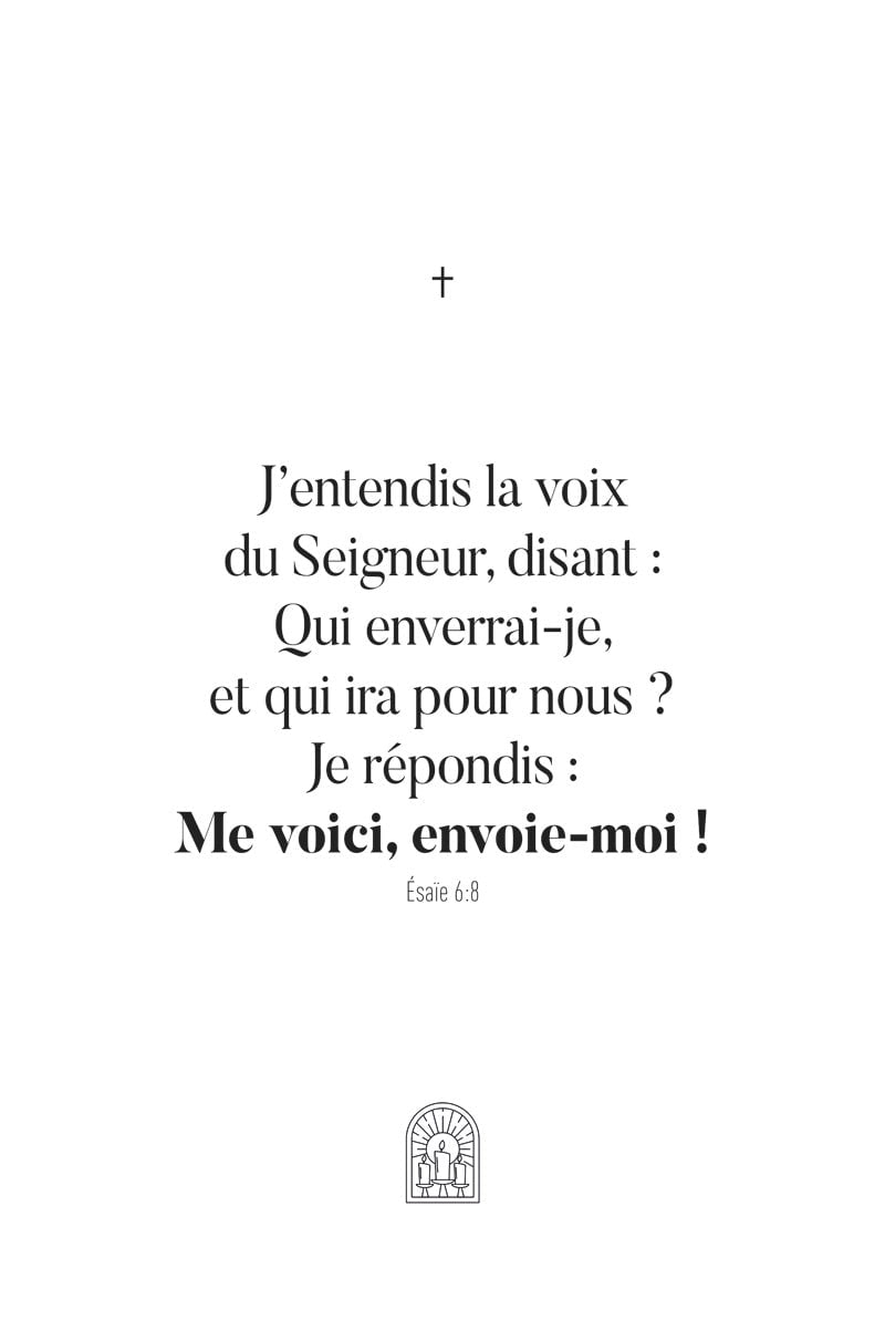Affiche religion verset de la bible Esaïe en noir sur fond blanc et logo vitrail een format 40x60cm