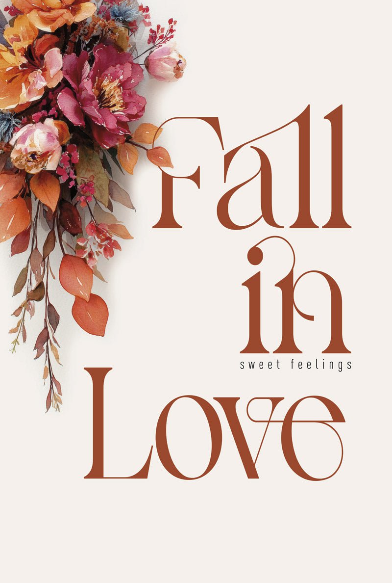 Affiche typographie fleurs d'automne et typographie marron en format 40x60cm