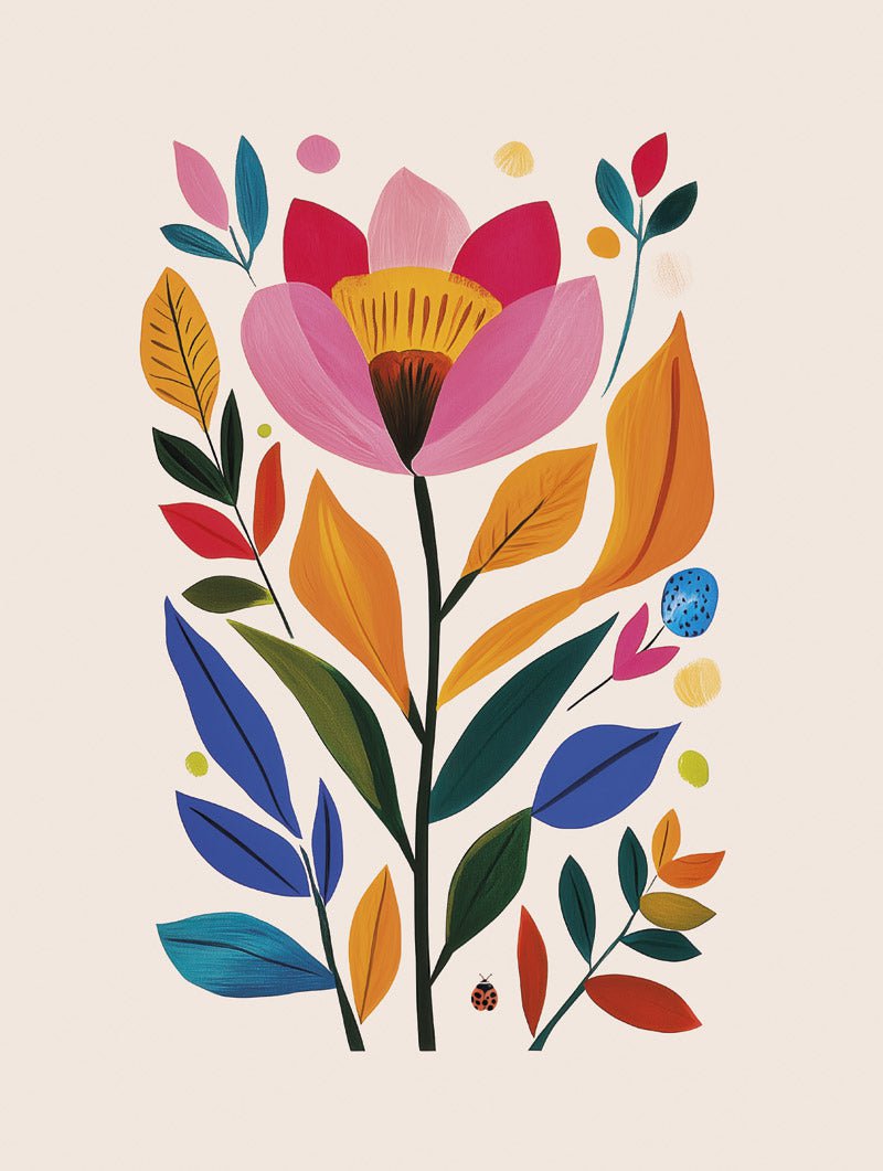 Fleur Totem - Affiche Folk Art
