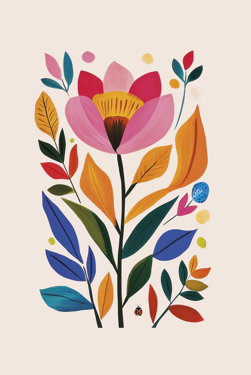 Fleur Totem - Affiche Folk Art