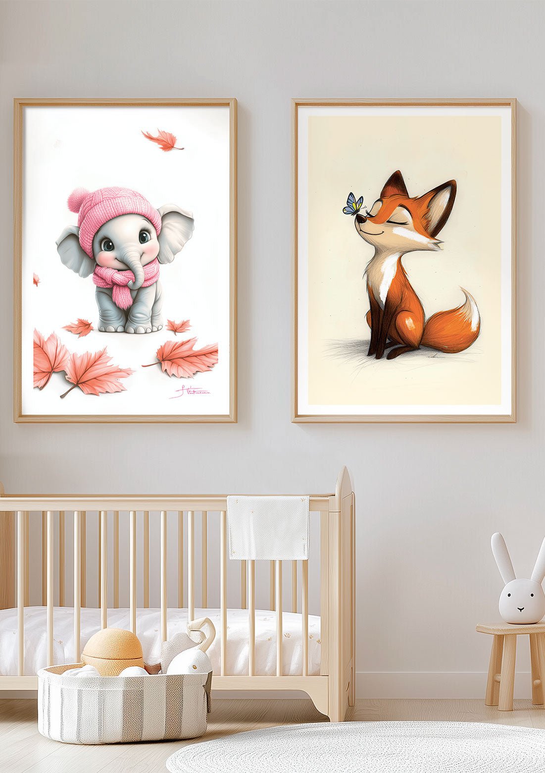Duo d'affiche chambre enfant mises en situation dans une chambre.