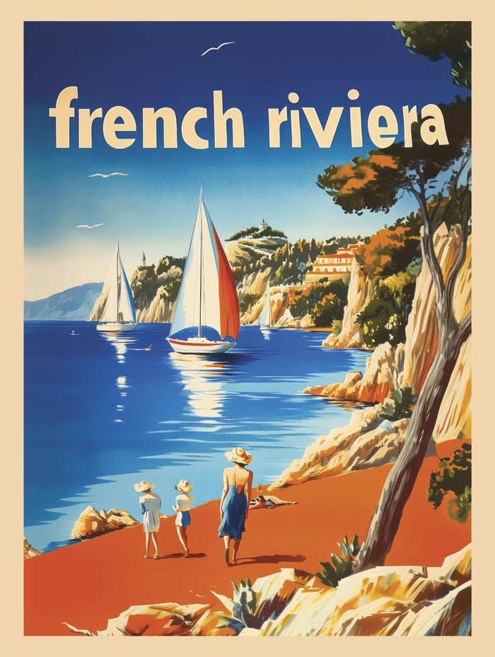 poster vintage french riviera en taille 30x40 cm