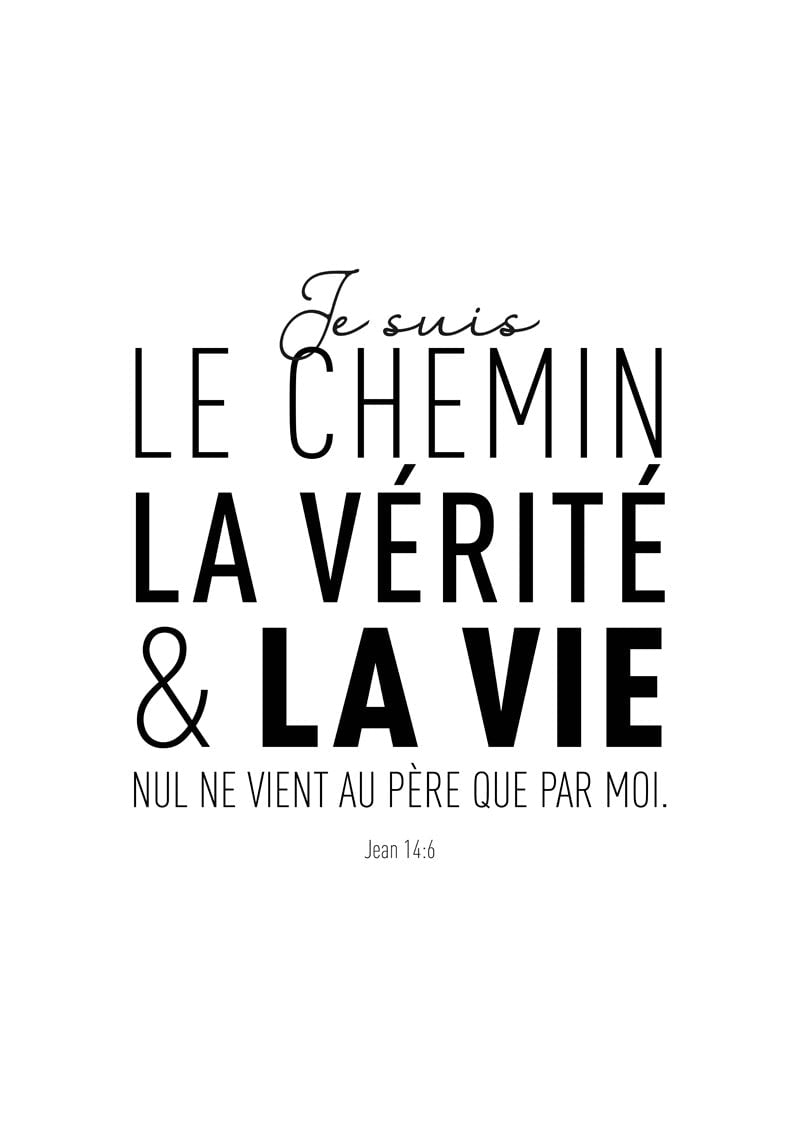 Poster citation bible en typographie noir sur fond blanc