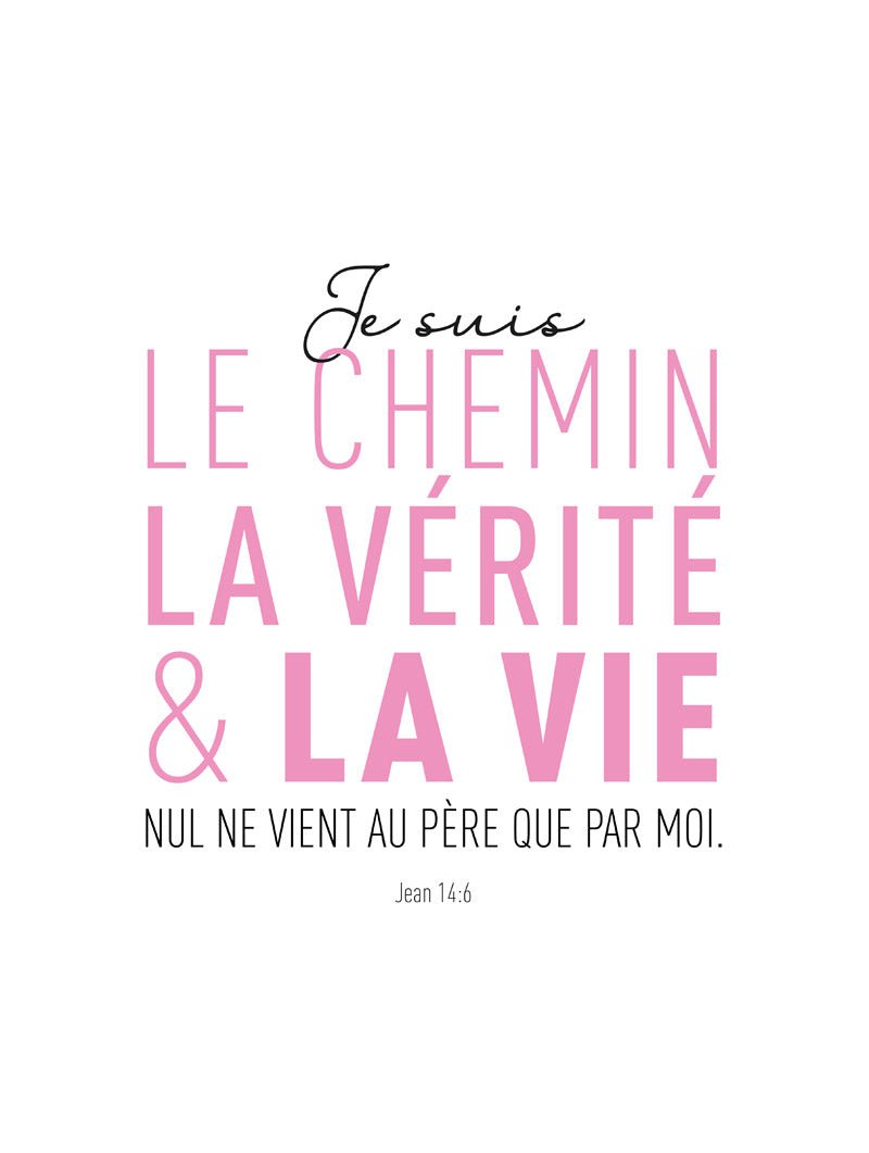 Poster citation jésus en coloris rose et noir, en taille 30x40cm