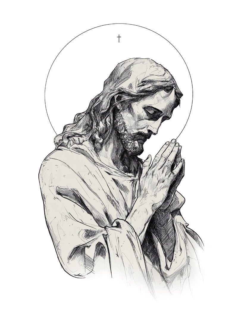 Format 30x40cm du poster chrétien de jésus christ en coloris noir sur fond blanc