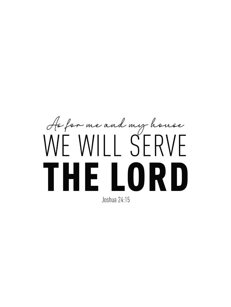 Affiche citation "we will serve the lord" joshua 24:15 , en anglais, taille 30x40cm