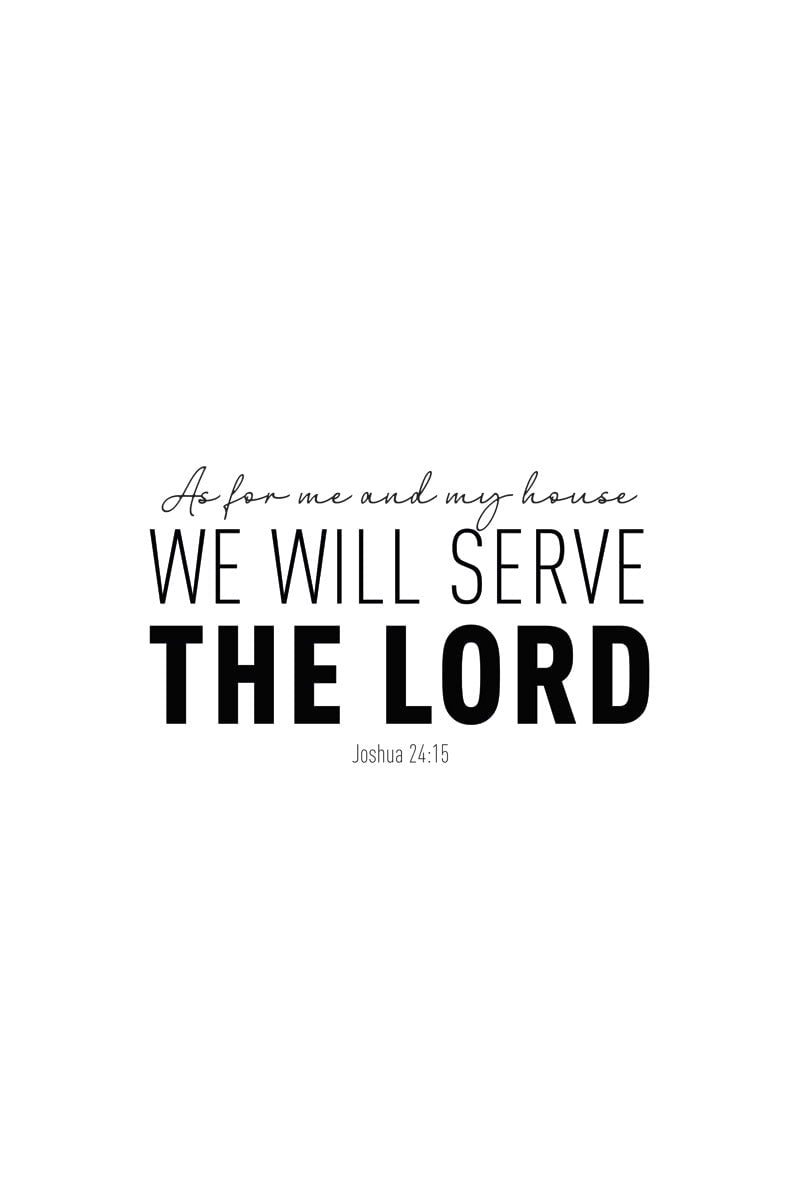 poster verset bible "we will serve the lord" typo noir sur fond blanc en format 40x60cm