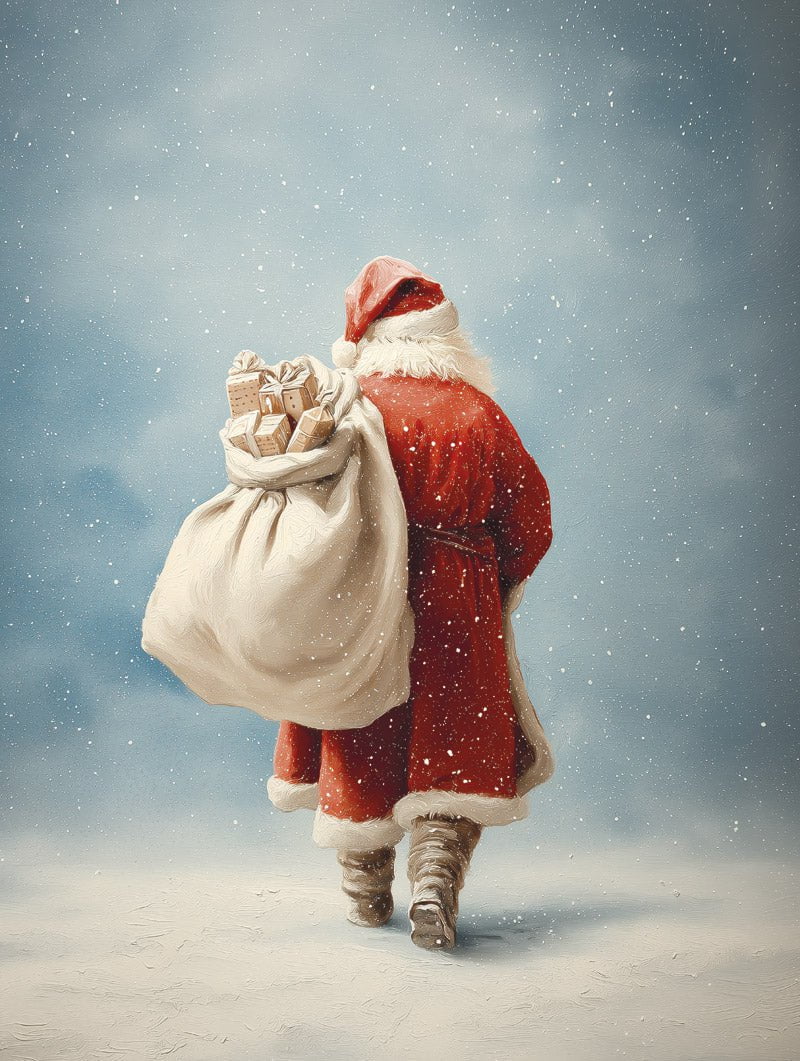 Format 40x60cm du poster de noel vu de dos avec sa hotte