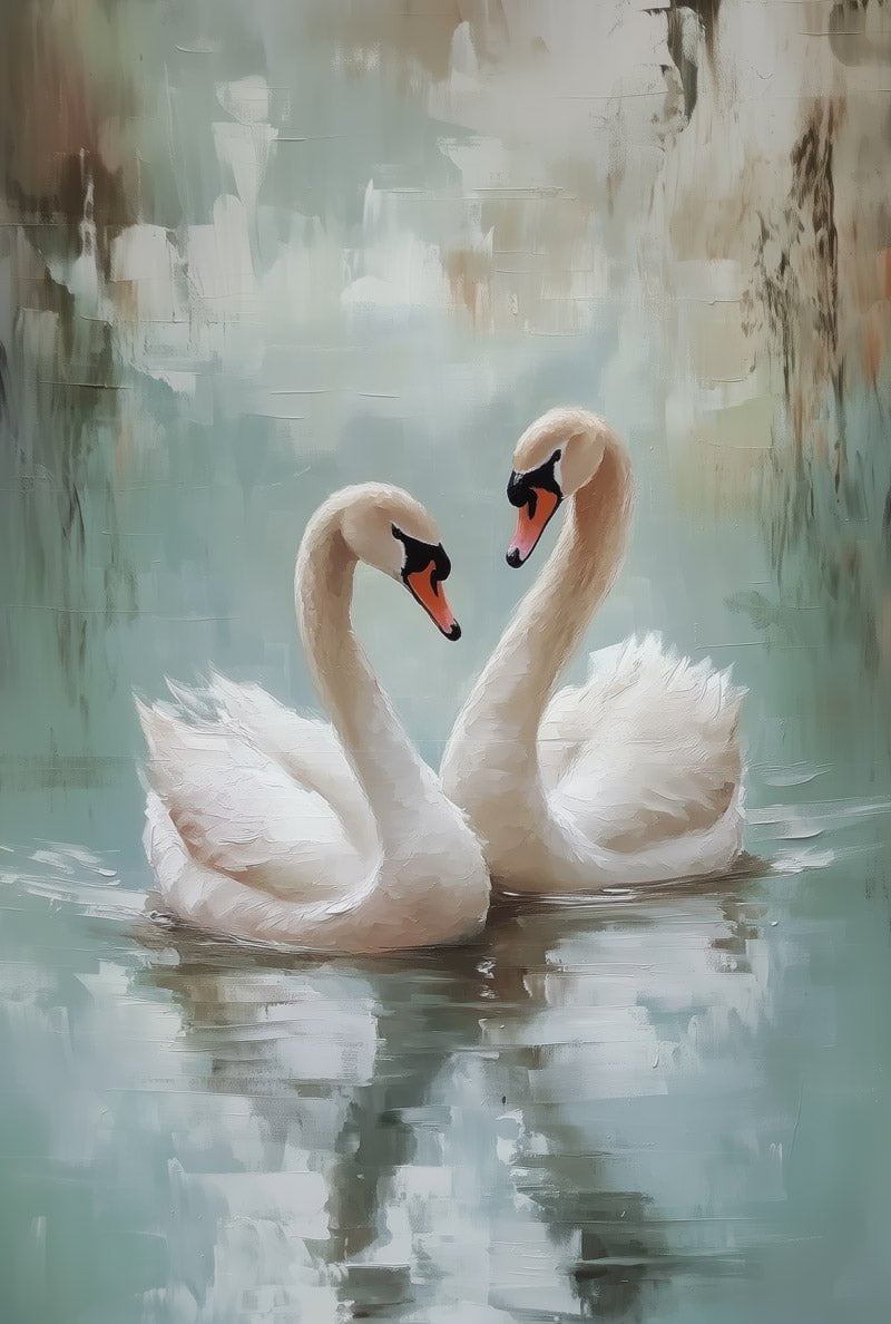 Taille 40x60 cm du poster peinture de deux cygnes sur un lac