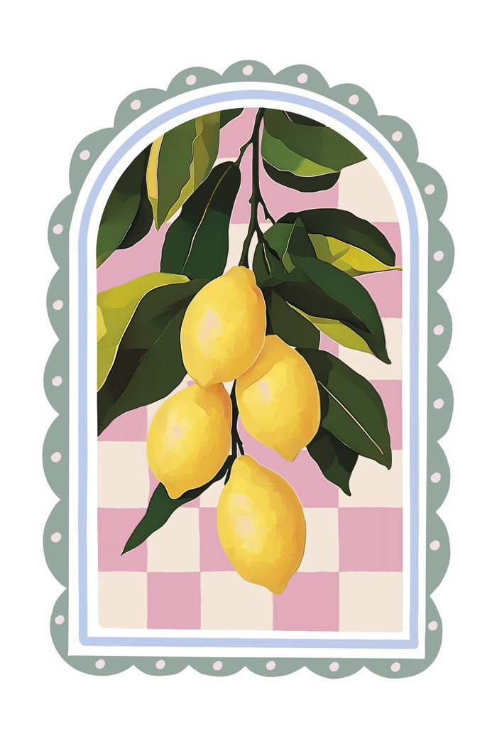 Poster été de citron de sicile sur fond quadrillé en format 40x60