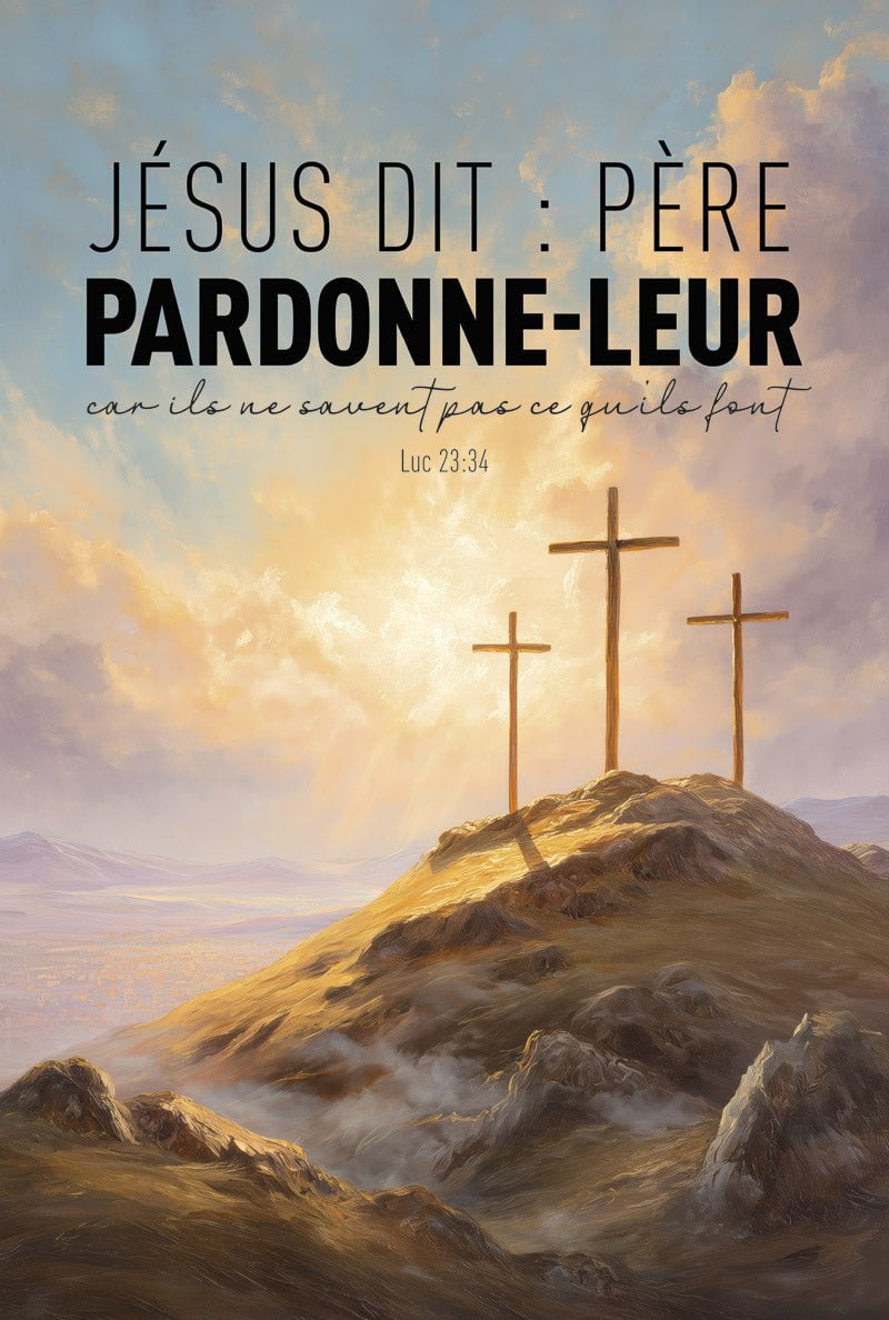 Affiche verset biblique luc 23:34 "père pardonne-leur" en format 40x60cm