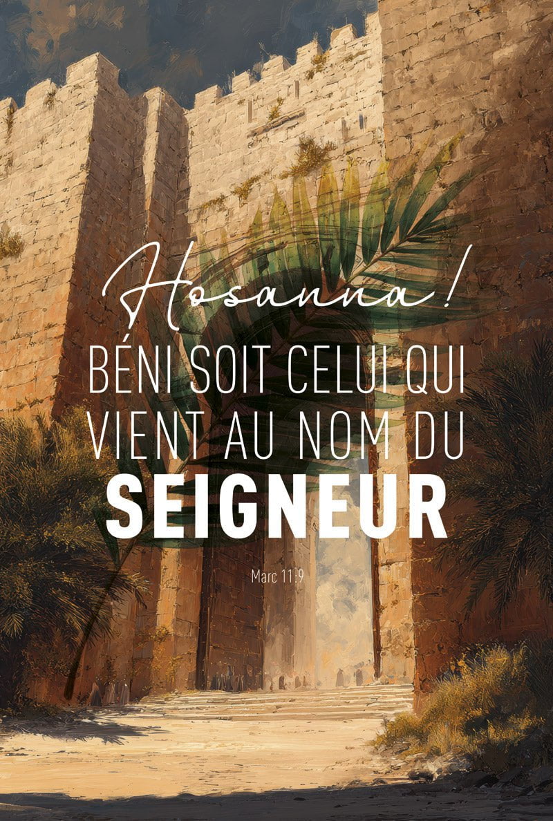 Affiche verset biblique illustrant les portes de la miséricorde avec le verset Marc 11:9 en format 40X60cm