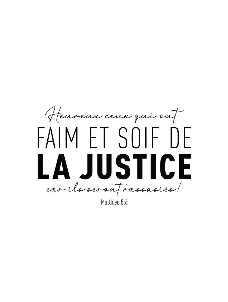 Affiche typographie "heureux ceux qui ont faim et soif de la justice" en format 30x40cm