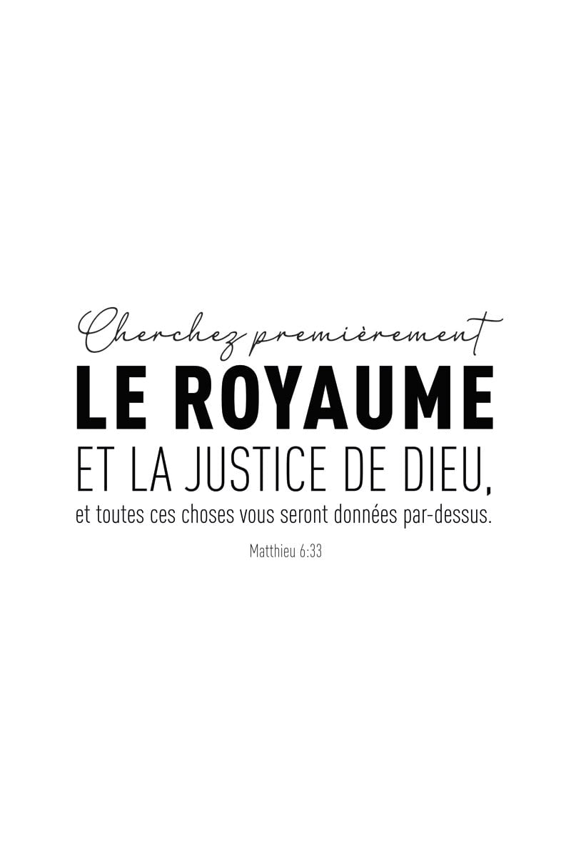 Affiche typographie "le royaume et la justice de Dieu" en 40x60cm