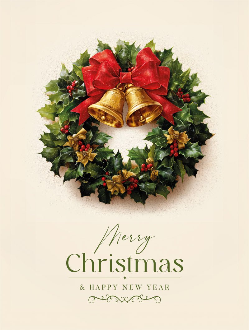 Format 30x40cm du poster noel couronne et typographie "merry christmas"