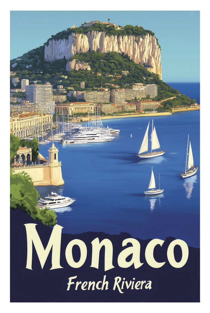 Poster ville vintage monaco french riviera
