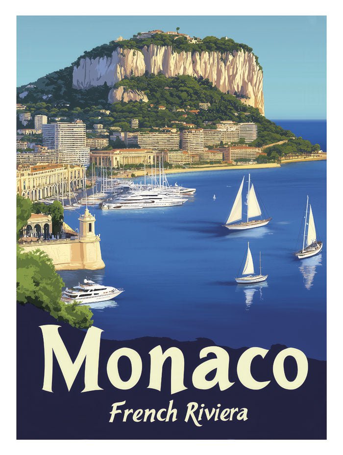 Poster vintage monaco en format 30x40cm