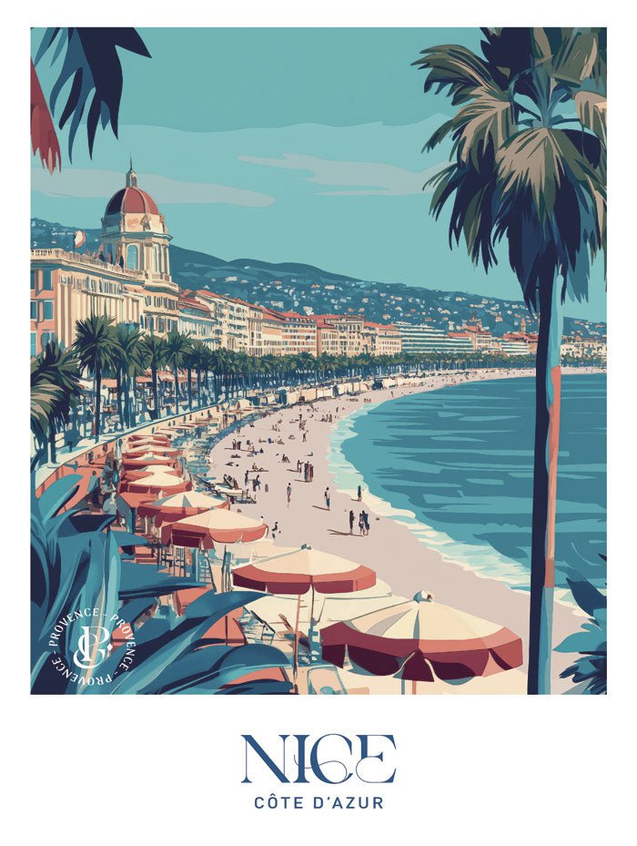 poster mer et plage été nice cote d'azur en taille 30x40 cm
