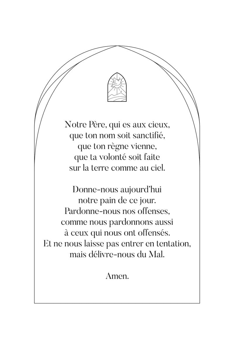 Affiche typographie "notre père" en texte noir sur blanc en format 40x60cm