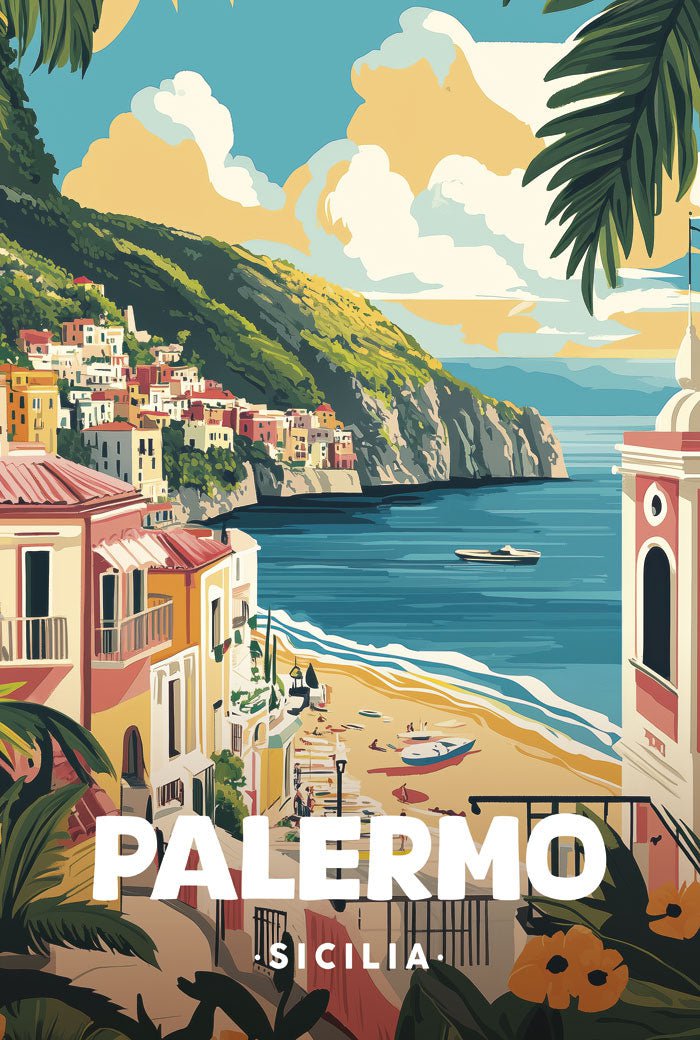 Poster été de la ville de palerme en sicile en format 40x60 cm