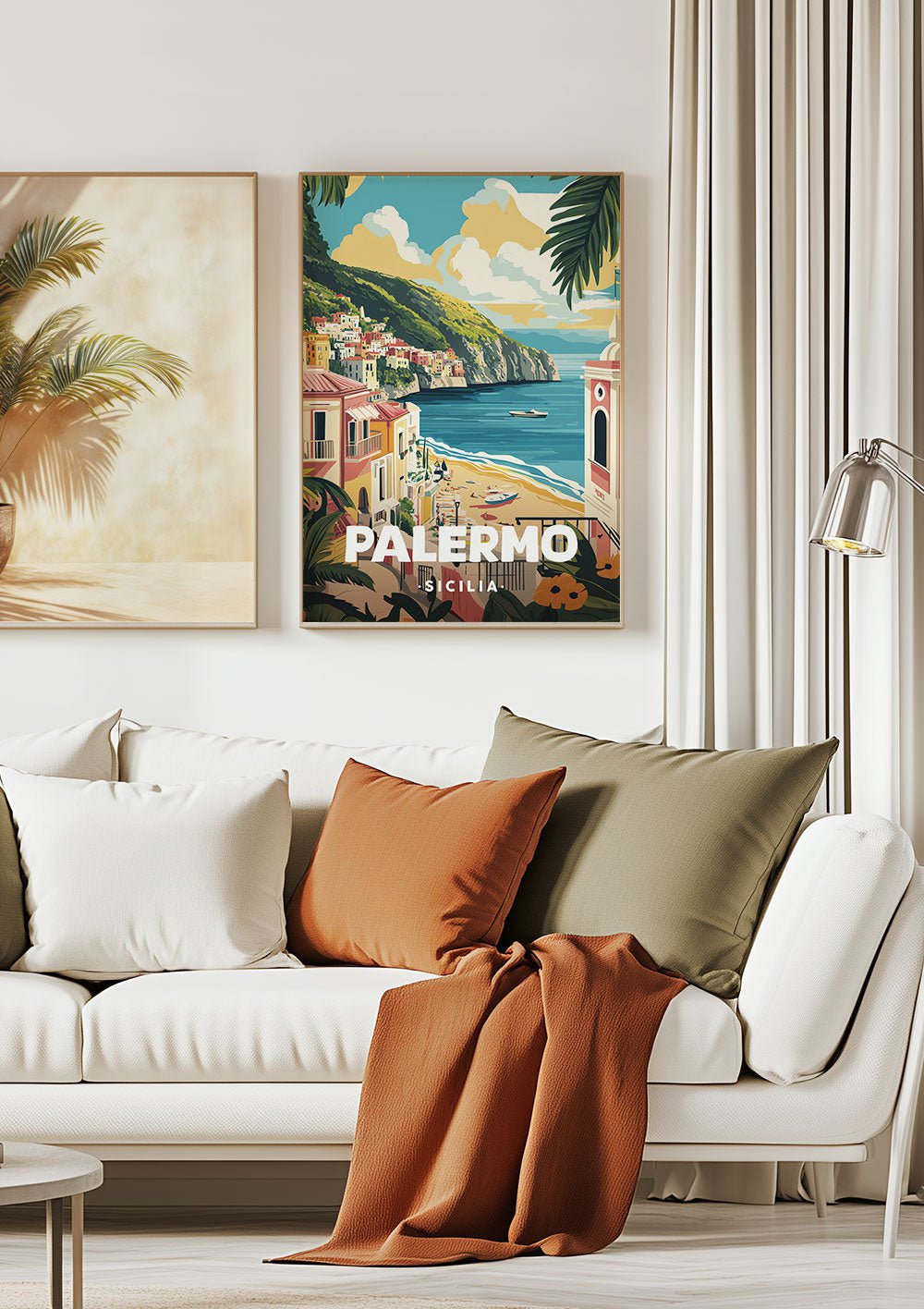 Poster illustration de palerme mis en situation dans un salon