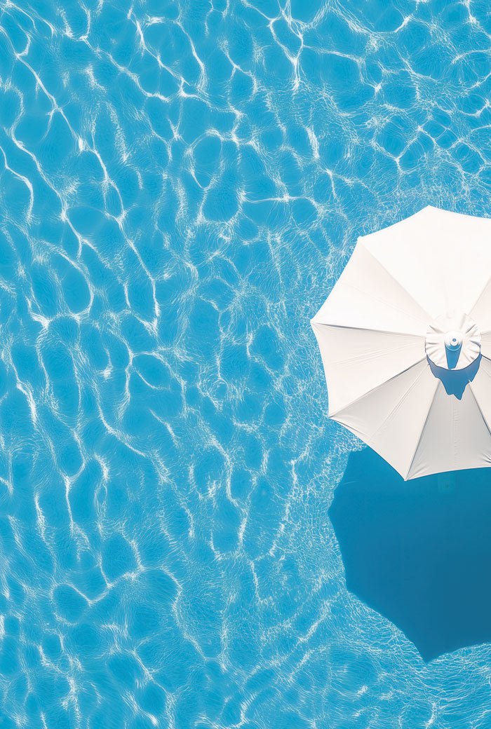 Poster mer et plage piscine et parasol en format 40x60 cm
