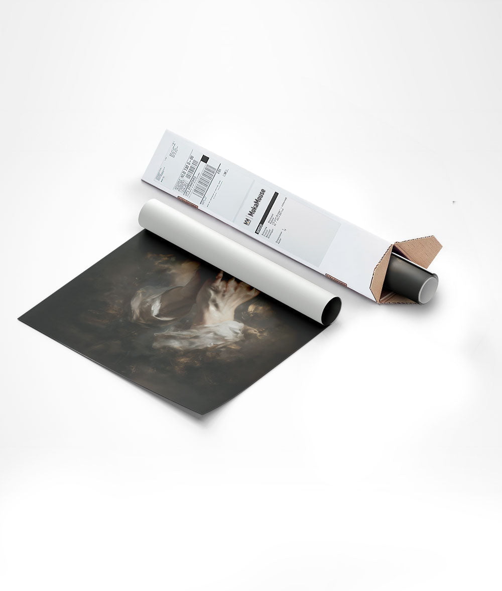 Poster chrétien prière dans l'ombre enroulé dans un carton triangulaire