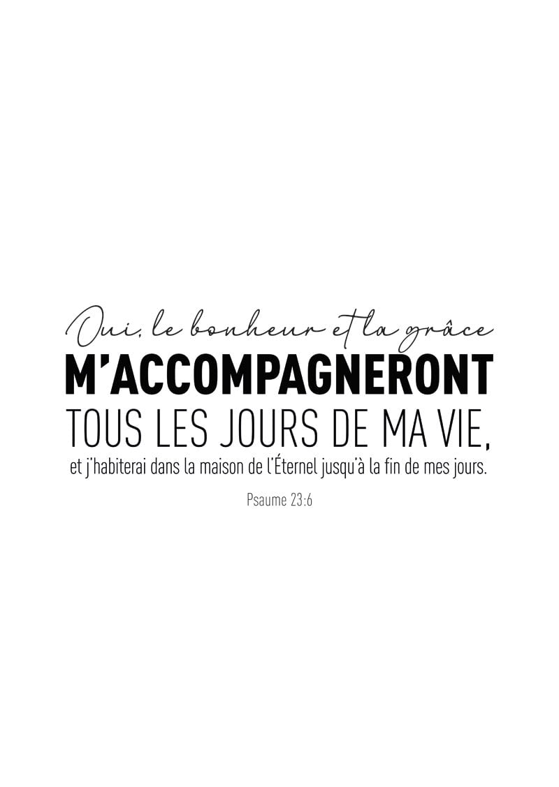 Poster chrétien du psaume 26:3 en typographie noir sur fond blanc