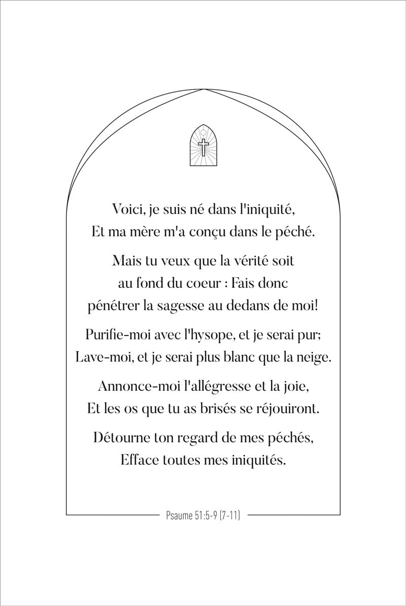 Affiche citation bible du psaume 51:5-7 dans une voûte en format 40x60cm