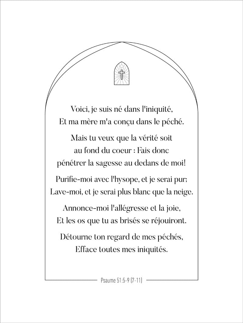 Format 30x40cm du poster chrétien d'un psaume de la bible, dans une voute avec médaillon