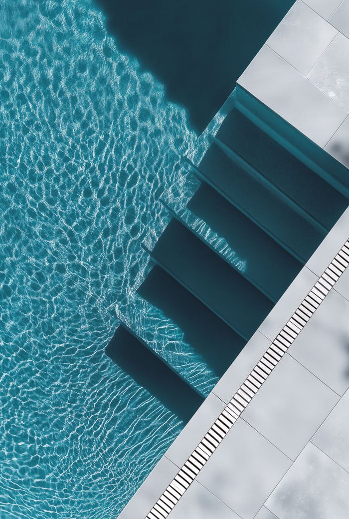 Poster mer et plage reflets d'été piscine