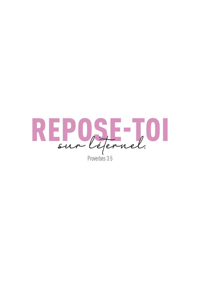 Poster chrétien 40x60cm du proverbes 3:5 en rose et noir.