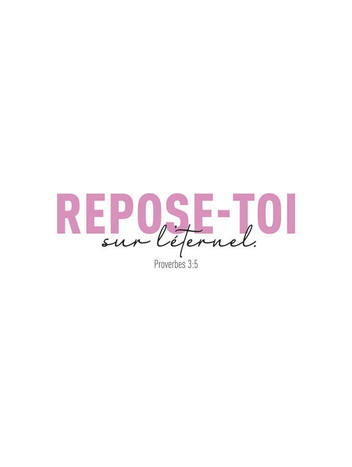 Poster rose et noir, en 30x40cm, de la citation du proverbes 3:5 de la bible.