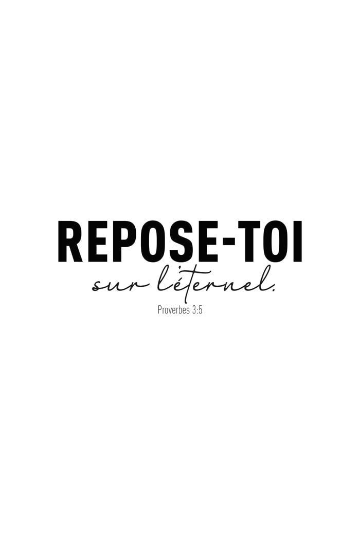 Poster 30x40cm du proverbes 3:5 de la bible en noir et blanc.