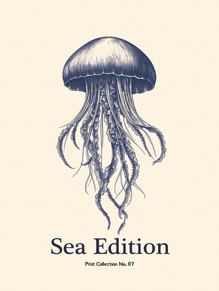 Poster mer et plage sea edition méduse en format 30x40 cm
