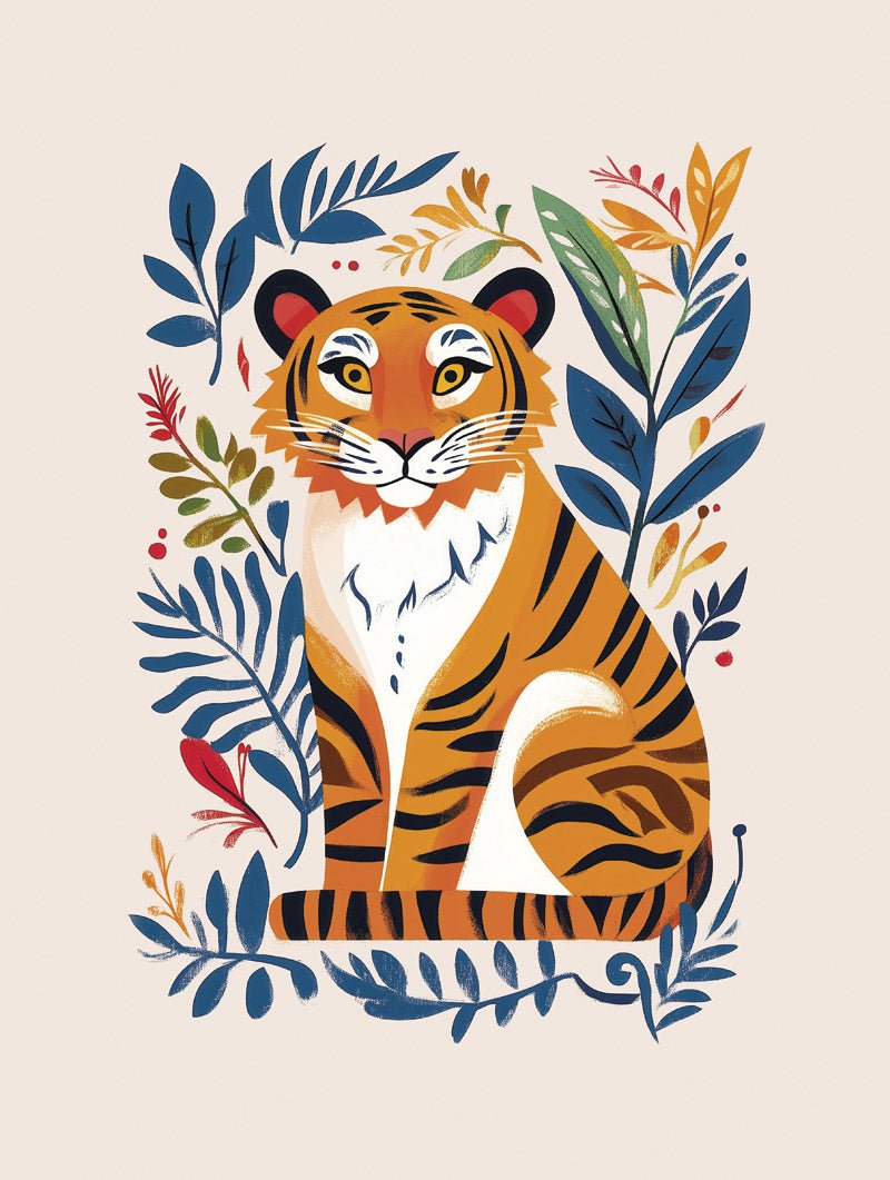 Tigre folklorique - Affiche Folk Art