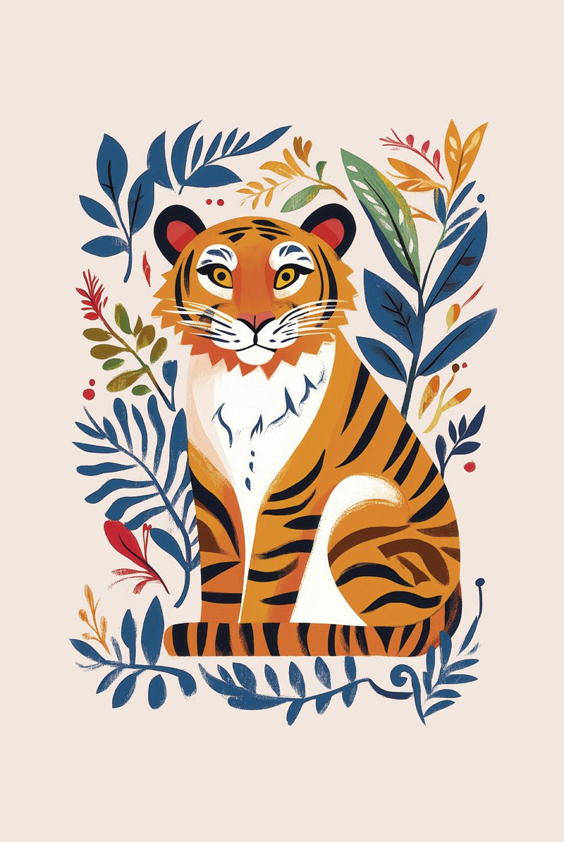 Tigre folklorique - Affiche Folk Art