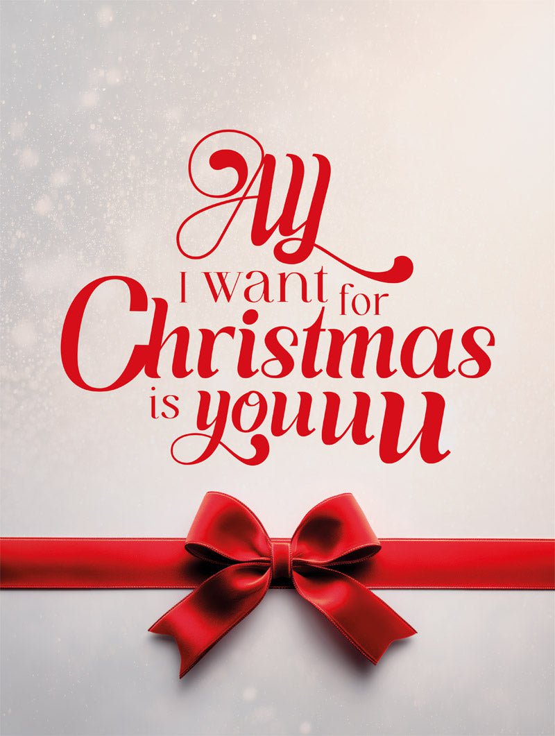 Poster citation noël avec nœud rouge façon paquet cadeaux en format 30x40cm